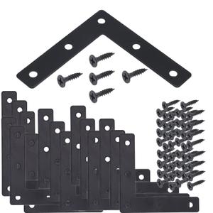 8PCS 3.23 x 3.23 L Shape Flat Metal Frame Bracket, 90 Degree Right Angle Corner Brace, Stainless Steel Mending Plate for Wood with 40PCS Screws (82 x 82 x 0.19 mm / 3.23 x 3.23 x 0.07 in)
