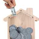 alfyng Wooden Piggy Bank, Personalized House Coin Bank, Paint and Decorate House Money Bank Craft Box, Makes a, Decor or Savings Piggy Bank for DIY