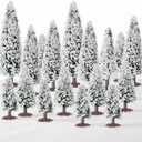 Skylety 20 Pcs Christmas Model Trees 4.72-2.17 Inch Pine Mixed Miniature Trees Small Artificial Cedar Plant for Train Scenery Architecture DIY Crafts Winter Building Model Scenery Landscape(White)