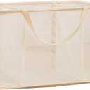 Mesh Laundry Hamper Basket, Sturdy 3 Compartments Laundry Basket, Foldable Pop up Laundry Hamper with Side Pocket for Laundry Room, Bathroom, Kids Room, College Dorm or Travel, Beige