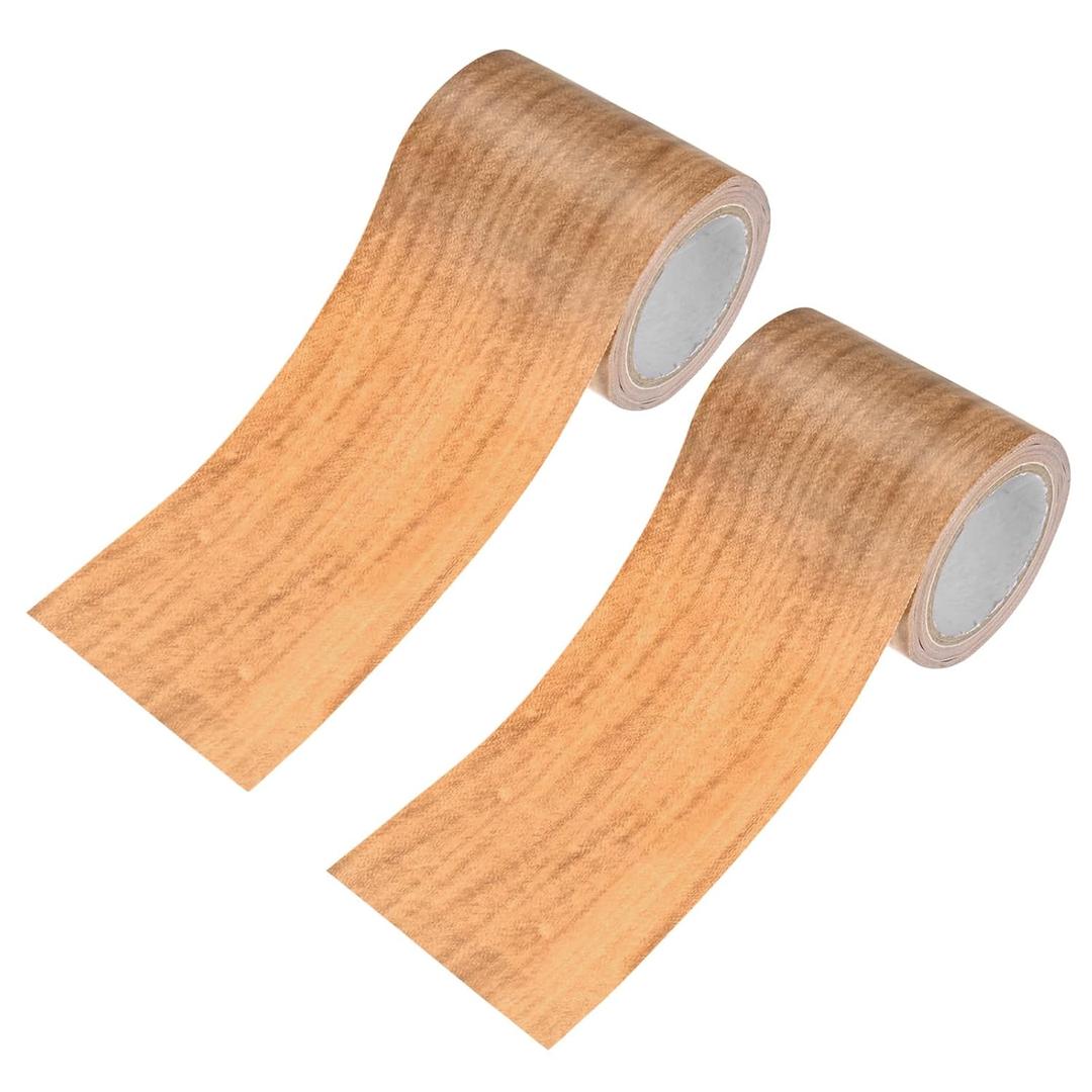 M METERXITY 2-Roll Wood Grain Repair Tape, 2.24in x 15ft Textured Realistic Self-Adhesive Wood Floor Tape Contact Paper for Furniture/Floors/Home [Chestnut Maple]