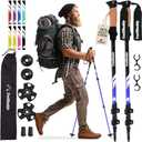 TrailBuddy Trekking Poles Lightweight 7075 Aluminum Hiking Poles for Women, Men & Seniors Collapsible Walking Sticks for Travel, Trails & Balance (Black)