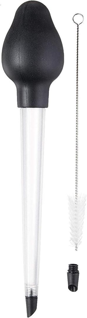 Tovolo Turkey Baster with Cleaning Brush Dripless Angled Tip for Cooking Turkey Ham Roasting Basting, Large Easy to Use Silicone Kitchen Bulb Baster Dishwasher Safe BPA Free Heat Resistant