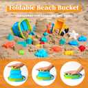 Sloosh Beach Sand Toys Set - Dump Truck Car Toy with Sand Molds for Toddlers Outdoor Play, Collapsible Foldable Buckets Mesh Bag Shovels Castle Animal Mold Sets, Kids Ages Sandbox Toys (Animals)