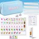 Portable Mahjong Set 160 Pieces of Thin Mahjong Tiles and Soft Carrying Case, Rule Cards for Beginners Nice for Travel, Family Gatherings Nights(Summer), 8.7 x 4.7 x 2.8 inches