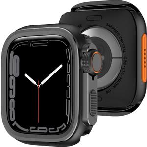 Amizee 2 in 1 Metal Case Compatible with Apple Watch SE 3/2/1 Series 6/5/4 44mm with Back Cover, Rugged Shockproof Protective Bumper Cover for iWatch 44mm, Black