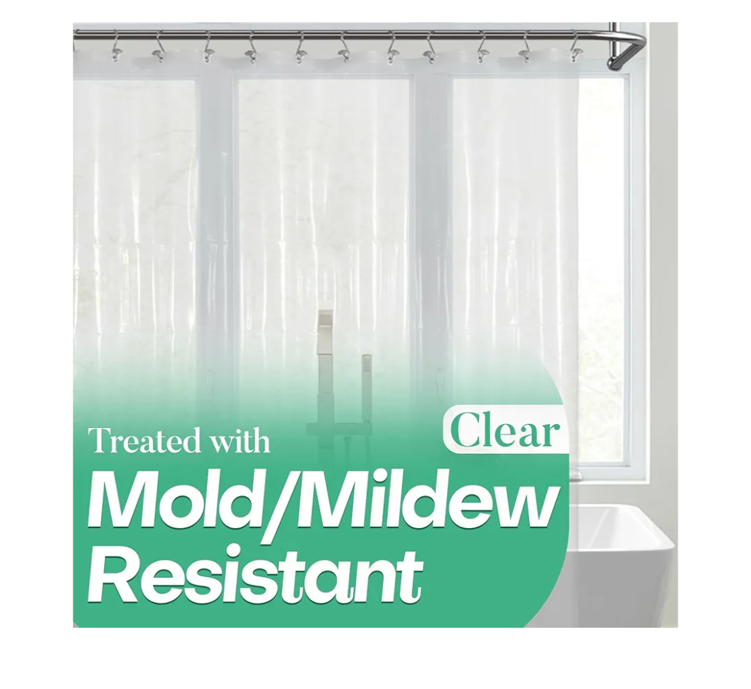 Mrs Awesome Clear Shower Curtain Liner with 3 Magnets, 72x72 Premium Flexible Sturdy Plastic Shower Curtain for Bathroom Lightweight, Waterproof, Clear