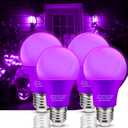 Nouscan Purple LED Light Bulbs, 9W Equivalent 60W, E26 Medium Base A19 Decorative Purple Colored Light Bulbs for Christmas, Halloween, Valentine's Day, Carnival Party Bars, Non-Dim, 4 Pack