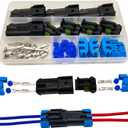 14-12 AWG 2 Pin Connector Weather Pack Connectors Kit 2 Wire Waterproof Automotive Electrical Plug Connectors Quick Connect and Disconnect (4 Set)