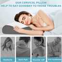 Cooling Pillows Queen Size Set of 2, Memory Foam Bed Pillows for Sleeping, Ergonomic Cervical Pillow for Neck and Shoulder Pain Relief, with PillowcaseGrey