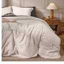 RUVANTI 100% Cotton Waffle Weave King Duvet Cover Set - Pre-Washed Soft Cozy Textured Bedding, 3-Piece, 8 Corner Ties, Breathable, Linen (Stripe)
