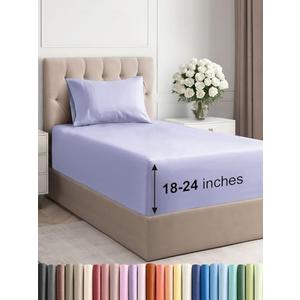 Extra Deep Pocket Twin Sheets - 3 Piece Breathable & Cooling Bed Sheets - Hotel Luxury Bed Sheet Set - Soft, Wrinkle Free & Comfy - Easily Fits Extra Deep Mattresses - Deep Pocket Lavender Sheets Set
