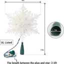 Brizled Christmas Snowflake Tree Topper, 9.25in Lighted Christmas Treetop with 20 Warm White Lights, 120V UL Certified Plug in Christmas Tree Top Star for Xmas Tree Indoor Party Home Office Decoration