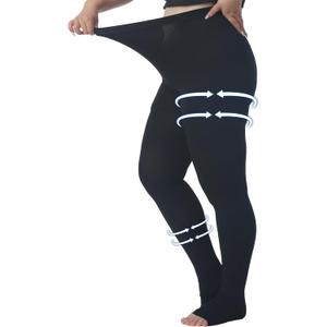 Plus Size 4XL Compression Pantyhose for Women Men, 20-30 mmHg Graduated Compression Tights, Opaque Toeless Compression Stockings Waist High Support Tights for Swelling, DVT,Pregnant, Teacher, Doctor