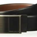 Perry Ellis Men's Portfolio Patterned Plaque 100% Leather Reversible Belt  (40, Black/Brown Reversible)