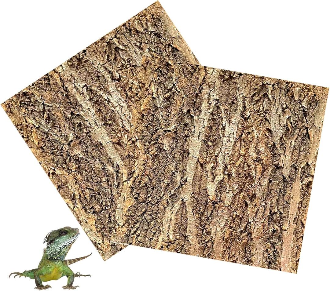 Tfwadmx 2Pcs Cork Terrarium Background 11.8 x 11.8 Natural Cork Bark Backdrop Reptile Background Climbing Wall Terrarium Accessories for Lizard, Tortoise, Gecko, Bearded Dragon, Chameleon