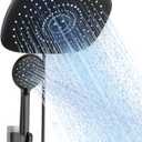 Veken Rain Shower Head with Handheld, High Pressure Rainfall Showerhead Combo with 5 Handheld Water Spray Modes for Bathroom Accessories, Home Decor, Detachable Dual Shower Heads, Matte Black, 10 Inch
