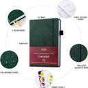 SEQES A5 Undated Planner- Leather Cover with goal tracker,full focus And habit To Increase Productivity organizer And Goal Setting & Reflection Journal | Weekly/Monthly Planner (dark green)