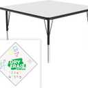Correll 36"x36" Square, Classroom Dry Erase/Markerboard Top Activity Table, Height Adjustable (19"-29), White Durable High Pressure Laminate, School Furniture, Made in The USA