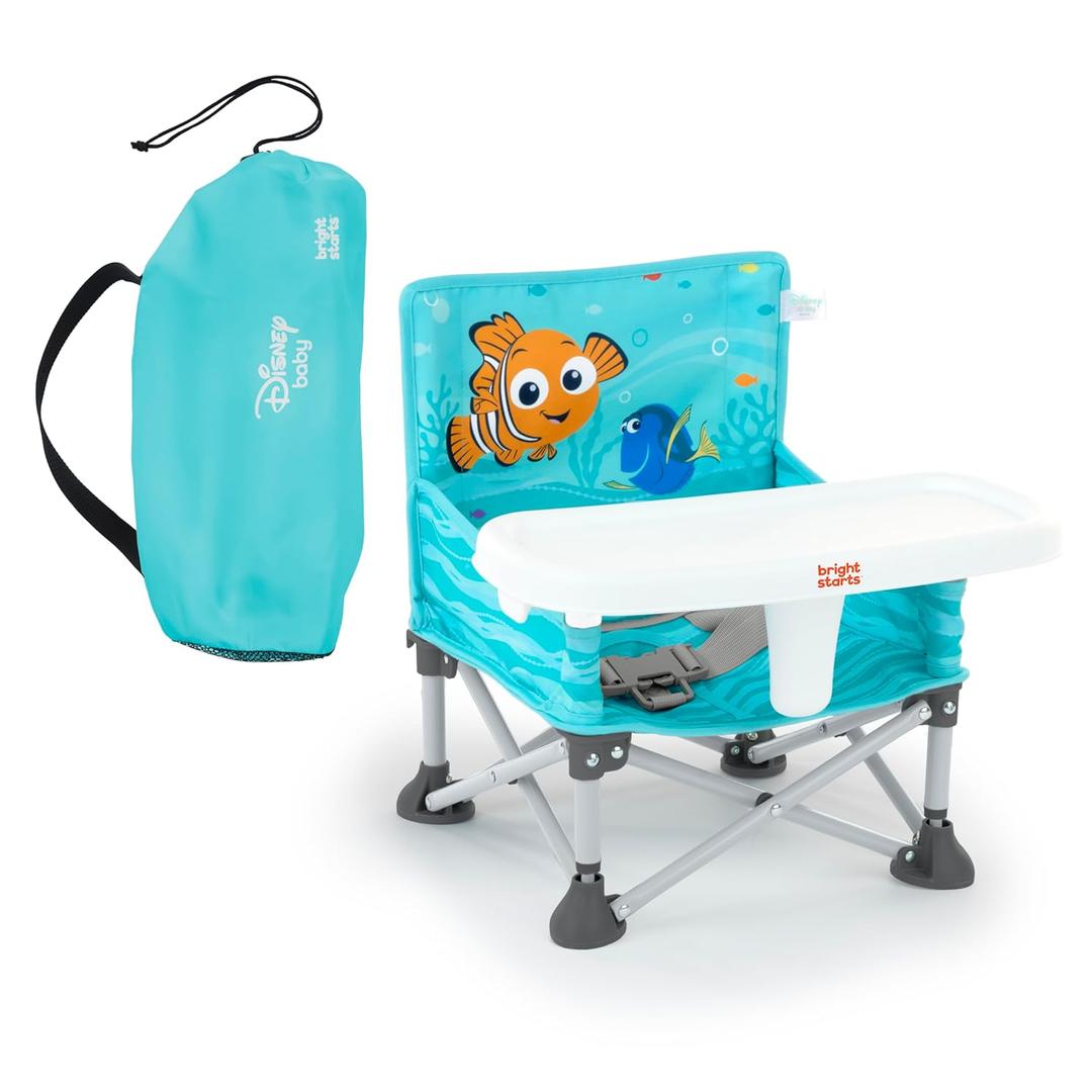Bright Starts Disney Finding Nemo Pop 'N Sit Portable Booster, Indoor/Outdoor Use, Floor Seat with Feeding Tray, 6 Mos - 3 Yrs (1 Count (Pack of 1))