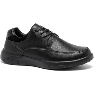 OrthoComfoot Men's Orthopedic Leather Dress Walking Shoes: Comfortable Plantar Fasciitis Fashion Sneakers with Arch Support, Casual Flat Feet Business Work Shoes for Foot and Heel Pain Relief (9.5, W1-black)