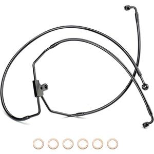 MoKitDora Stainless Steel Brake Line Oil Hose Kit for 10" Monkey Bagger Bars 1996-2013 Harley Touring Street FLHX Electra Glide FLHT No ABS, Black
