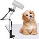 Dog Hair Dryer Holder, Black Alloy Adjustable Lazy Hair Dryer Hands Free Stand with 360 Rotatable Clamp for Pet Dog Cat Grooming