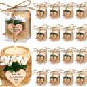 MTLEE 16 Pack Wooden Tealight Candle Holders Kit Guest Gifts for Wedding Baby Shower The First Communion Baptism Christening Housewarming Party Handmade Thank You Candle with Card Box Rope (Classic)