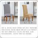 Deisy Dee Stretch XL/Oversized Soft Spandex Extra Large Dining Room Chair Covers for Kitchen DiningRemovable Washable Chair Protectors Slipcovers (Khaki, 2)