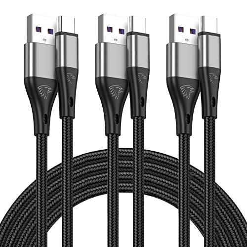 USB to USB C Cable,3Pack 6ft Premium Nylon Braided Fast Charging,3A Rapid Charger Cord,Type C to A Cable Compatible with Samsung Galaxy S22 S21 S20 S10 S9 S8 Plus,Note 20 10 9 8,LG V50 V40