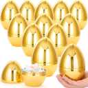 JOYIN 12 Pcs Large Gold Easter Eggs, 6 Inches Metallic Jumbo Plastic Eggs Fillable for Easter Themed Hunt Basket Stuffers Fillers Filling Treats Party Favor Classroom Prize Supplies