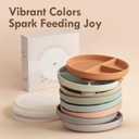 Moonkie Suction Plates for Baby | 100% Silicone BPA-Free Baby Plates with Lids and Food Cover | Divided Design | Microwave and Dishwasher Safe | Toddler Plates 2 Pack