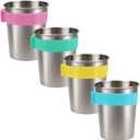 SOPHICO Magnetic Hanging Cups for Toddlers Kids and Adults, Hanging Cup on Fridge or Water Coolers, for Independent Drinkers (Mix, Stainless Steel)