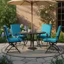 Summsun Patio Dining Chair Cushions with Non-Slip Bottom, Water Resistant Outdoor Seat Cushion with Ties, Removable Covers for Garden Lawn Patio Furniture, 44 x 20 Inch, Teal, Set of 4