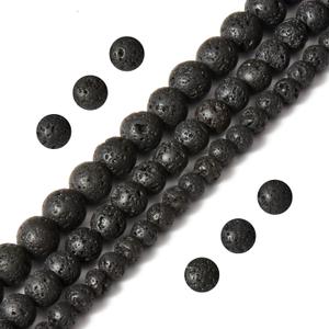 108pcs 6mm Natural Black Lava Beads Round Gemstone Beads Loose Beads for Jewelry Making