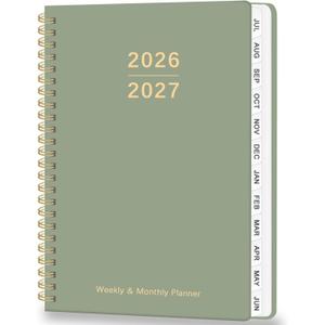 3 x Planner 2026-2027 - Academic Planner 2026-2027 Weekly and Monthly, July 2026 - June 2027 Agenda book with Tabs, Year Calendar Planner for Office School Supplies, A5, 6.3" x 8.5" - Green