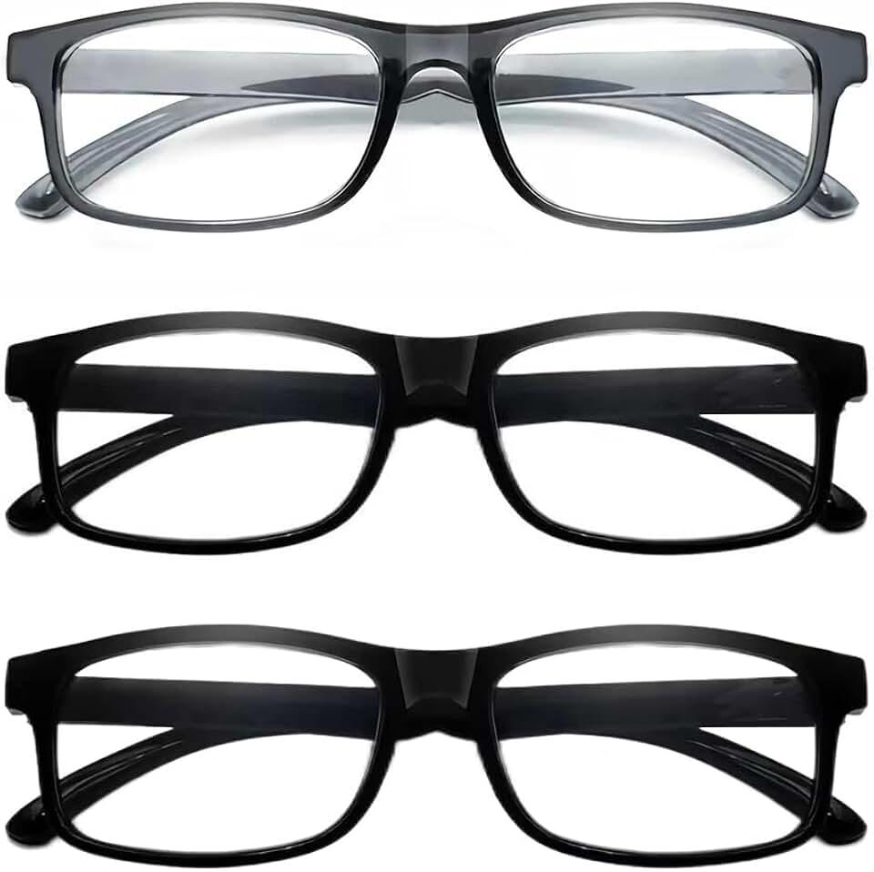 CVVTSPE 3 Pack Reading Glasses Blue Light Blocking, Reading Glasses for Women Men, Anti UV/ Glare Filter Lightweight Eyeglasses (2 Black 1 Grey, 1.5, multiplier_x)