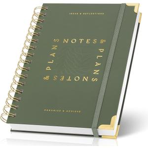 Aesthetic Daily Planner And Notebook With Hourly Schedule - Beautiful Spiral To do List Notepad For Work/Home to Organize Tasks And Appointments - Stylish School/Office Supplies Book For Women (Sage)