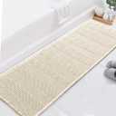 H.VERSAILTEX Upgraded Waffle Runner Rug Super Absorbent Non Slip Bath Rugs for Beside Tub, 24" x 72", Ivory