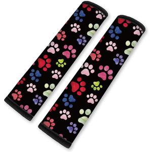 2Pcs Soft Auto Seat Belt Cover Pad Cute Dog Paw Print Colorful Car Seatbelt Shoulder Cushion for Comfortable Driving, Compatible with All Cars' Seatbelt and Backpack Straps