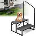 RV Steps with Handrail, 2 Steps Mobile Home Ladder Portable Stairs for RV, Hot Tub, Outdoor Spa