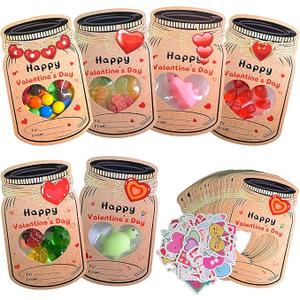 iRugosa hapfyer Valentines Cards for Kids 60 Pack with Stickers, Happy Valentines Day Cards for Kids School Classroom Exchange Party Favors - Valentines Day Gifts for Kids (Candy or Toys Not Included)