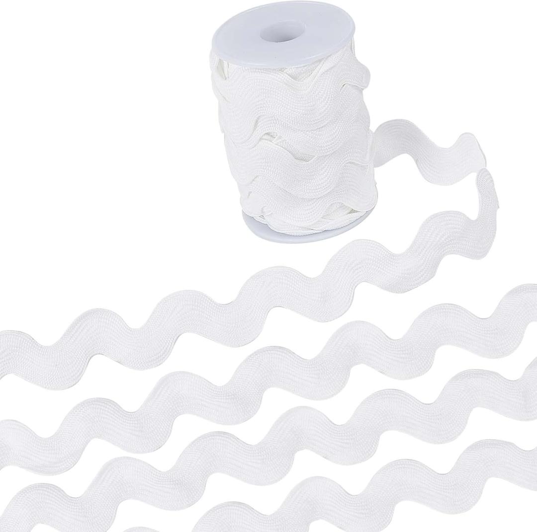 GORGECRAFT 0.78 inch-1.33 inch/20-34mm Wide Rick Rack Trim 9 Yards White Wave Bending Fringe Trim Braided Woven RIC Rac Ribbon Zig Zag Trim for DIY Sewing Crafts Wedding Dress Costumes Party