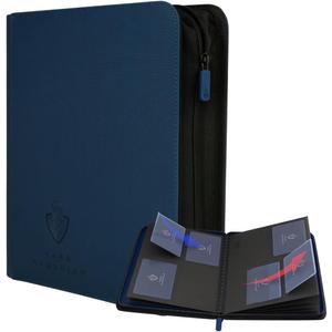 Card Guardian - Toploader 4 Pocket Premium Binder with Zipper for 160 Cards - Side Loaded Pockets - Compatible with Sports and Trading Cards TCG (Blue)