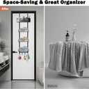 Over The Door Towel Racks, No Drill Towel Storage with Basket & Hooks, Space-Saving Multi-Functional Towel Holder for Bathrooms, bedrooms, Apartments, RVs (Matte Black, 5 Tier)