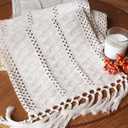 Boho Table Runner 72 Inches Long for Home Decor Macrame Table Runner Cream Farmhouse Table Runner with Tassels for Bohemian Dining Bedroom Decor Rustic Bridal Shower (12x72 Inches)