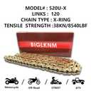 520 X-Ring Chain, 120 Links Heavy Duty Motorcycle Gold Chain with Connecting Master Link