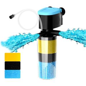 AquaMiracle 130GPH Internal Aquarium Filter, 3-Stage Fish Tank Filter with Dual Outlets & Aeration, Submersible Turtle Filter for 10-30 Gallon Tanks