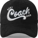 Baseball Coach Gifts, Coach Hats for Men Women, Embroidered Adjustable Basbeball Cap Black