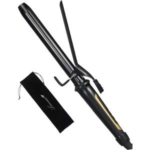 Lanvier 1 Inch Extra Long Hair Curling Iron with Ceramic Tourmaline Barrel, Professional Hair Curler up to 450F with Dual Voltage for Worldwild Use, Hair Waving Style Tool for Girls&WomenBlack